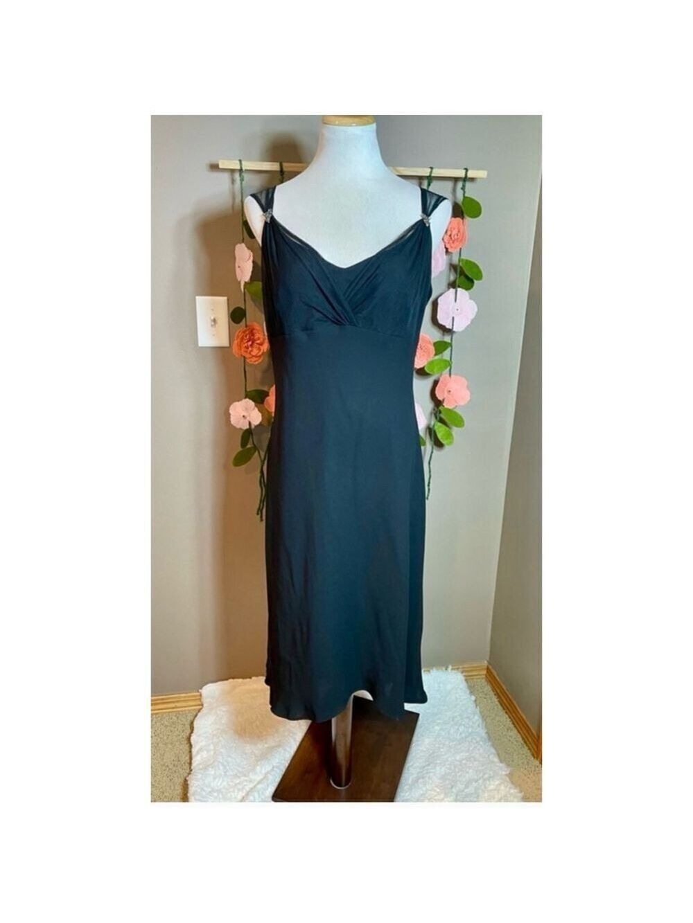 Evan Picone Black Crepe Cocktail Dress Size 14
